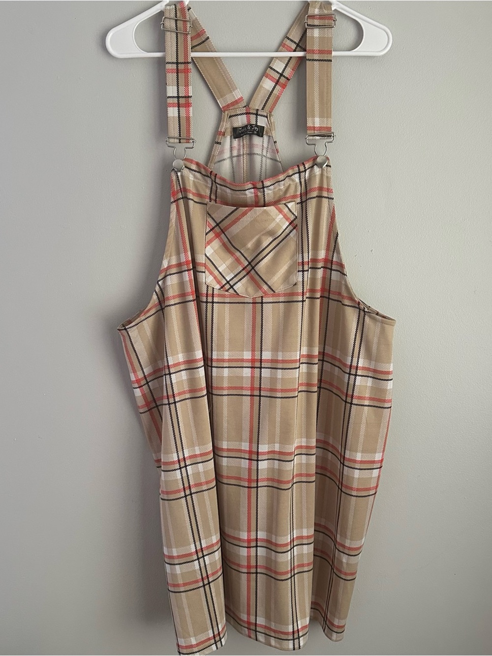2X Plaid Mini Overall Dress Jolie and Joy 2XL XXL